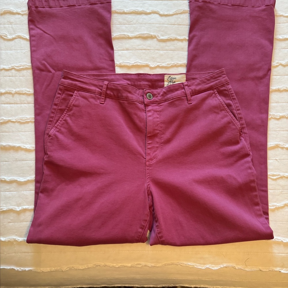 Cosmic Blue Love, Pinkish/Rust colored bootleg pants, Size 32
